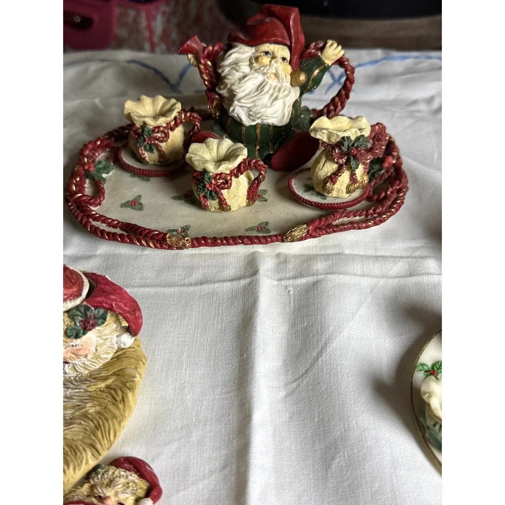 Wongs International Trading Inc Miniature Santa Claus Tea Set Holiday Decor 3pc